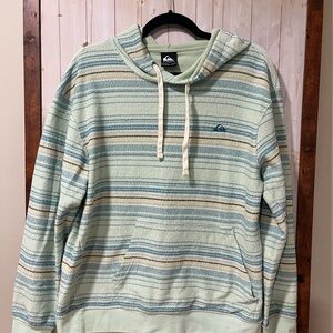 Quiksilver Men's Mint and Beige Striped Hoodie